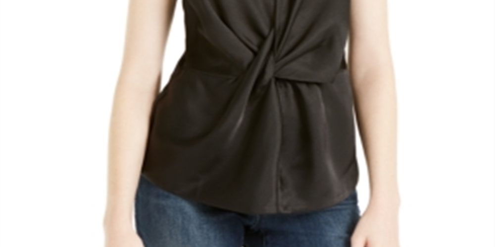 INC International Concepts Women's Textured Heather Spaghetti Strap V Neck Tank Top Black Size X-Small