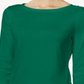 Charter Club Women's Pima Cotton Boat Neck Button Shoulder Top Green Size Small