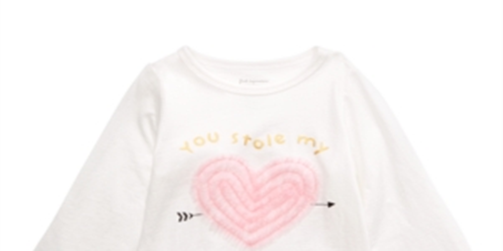 First Impressions Baby Girl's Cotton You Stole My Heart T-Shirt White Size 3-6 M