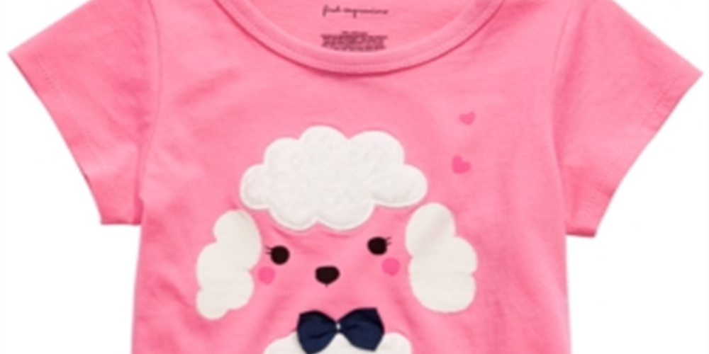First Impressions Baby Girl's Poodle Print with Faux Sherpa Trim T-Shirt Pink Size 3-6M