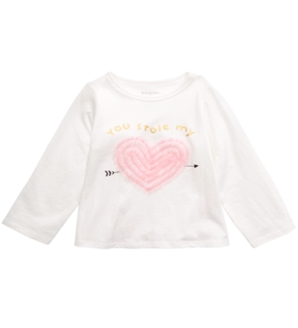 First Impressions Baby Girl's Cotton You Stole My Heart T-Shirt  White Size 18M