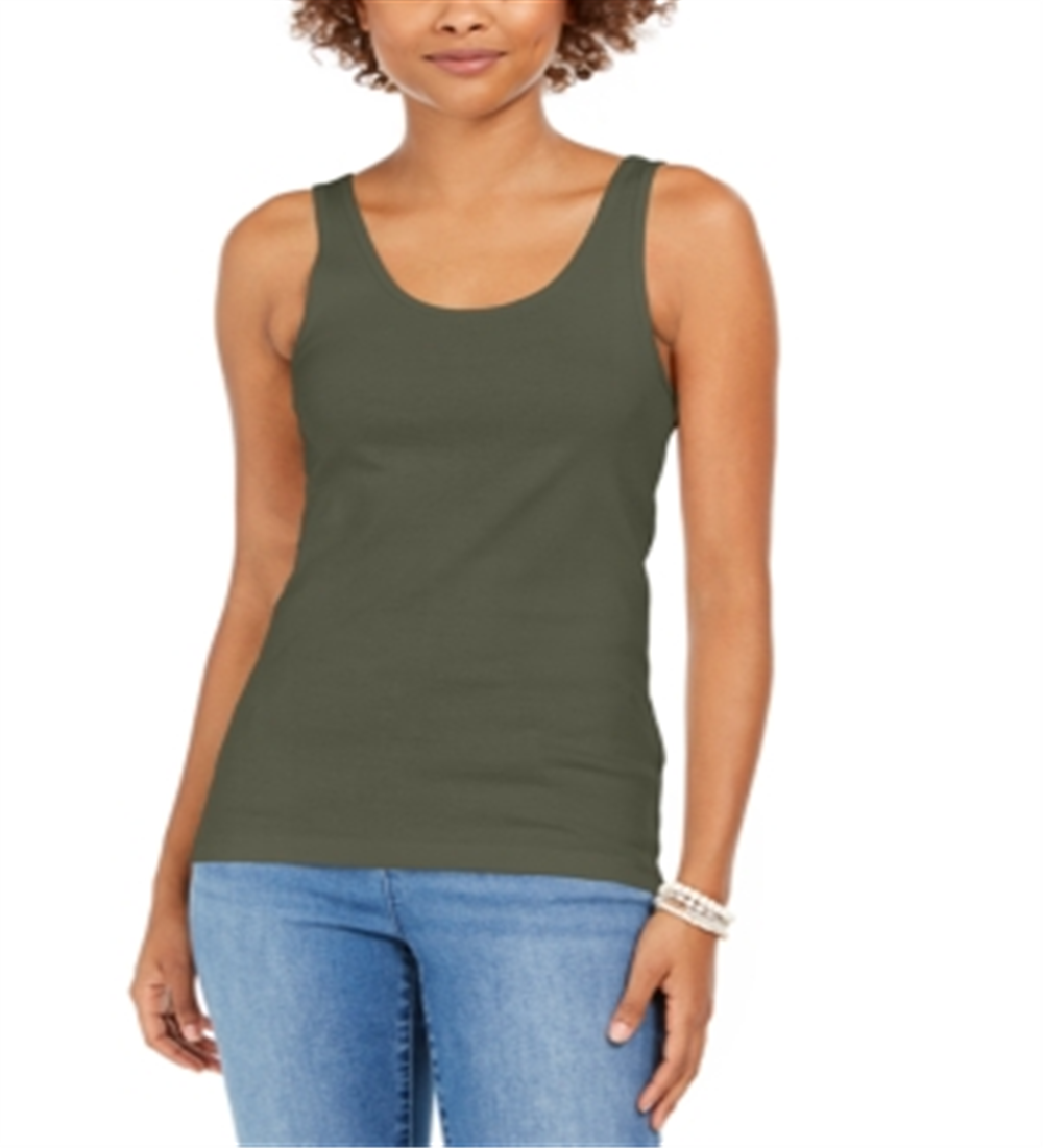 Style & Co Women's Cotton Tank Top Green Size -XS