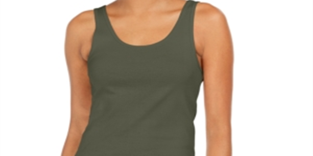 Style & Co Women's Cotton Tank Top Green Size -XS