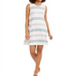 Style & Co Women's Striped Sleeveless Swing Dress Pink Size L