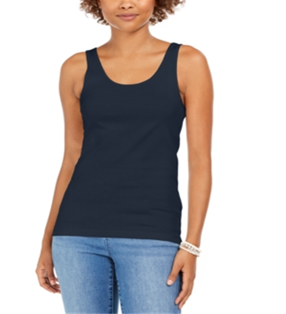 Style & Co Women's Cotton Tank Top Blue Size -S