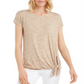 JM Collection Women's Tie Hem T-Shirt Brown Size M