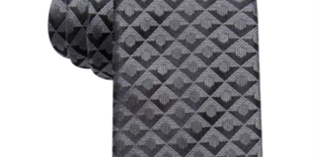Alfani Men's Geometric Silk Slim Tie Black Size Regular