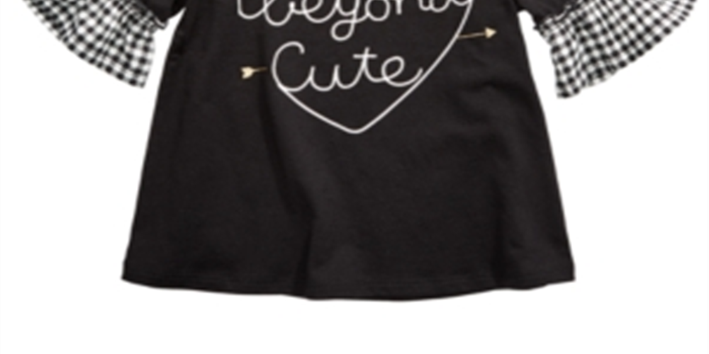 First Impressions Baby Girl's Cotton Beyond Cute Top  Black Size 6-9 M