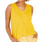 Style & Co Women's Cotton V Neck Tank Top Yellow Size XXL