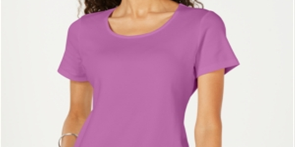 Karen Scott Women's Short Sleeve Scoop Neck Top Purple Size Small