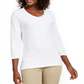 Karen Scott Women's Grommet Neck Cotton Top White Size Small