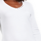 Karen Scott Women's Grommet Neck Cotton Top White Size Small