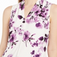 Calvin Klein Women's Sleeveless Floral Pleated Top -White  Size Small