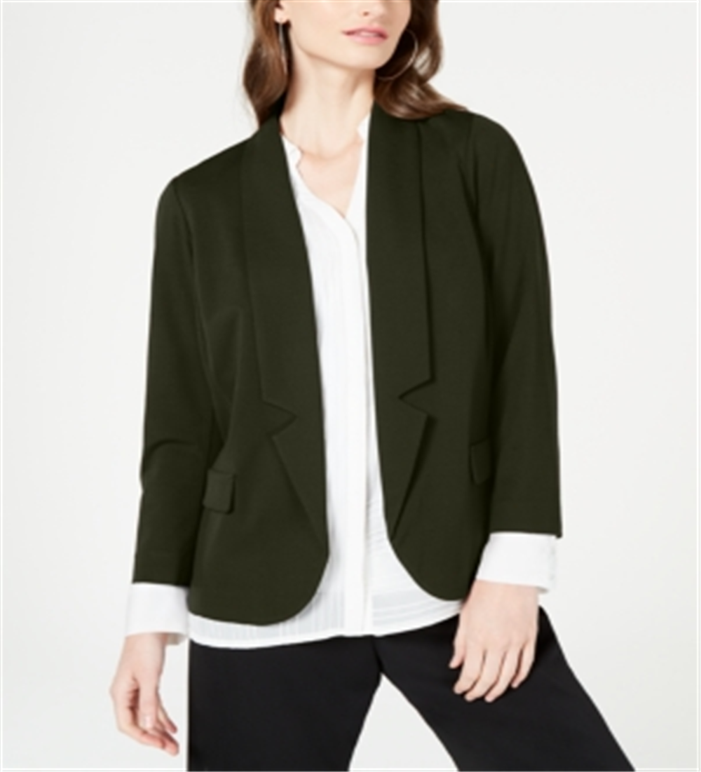 Alfani Women's Notch Collar Blazer Green Size PP