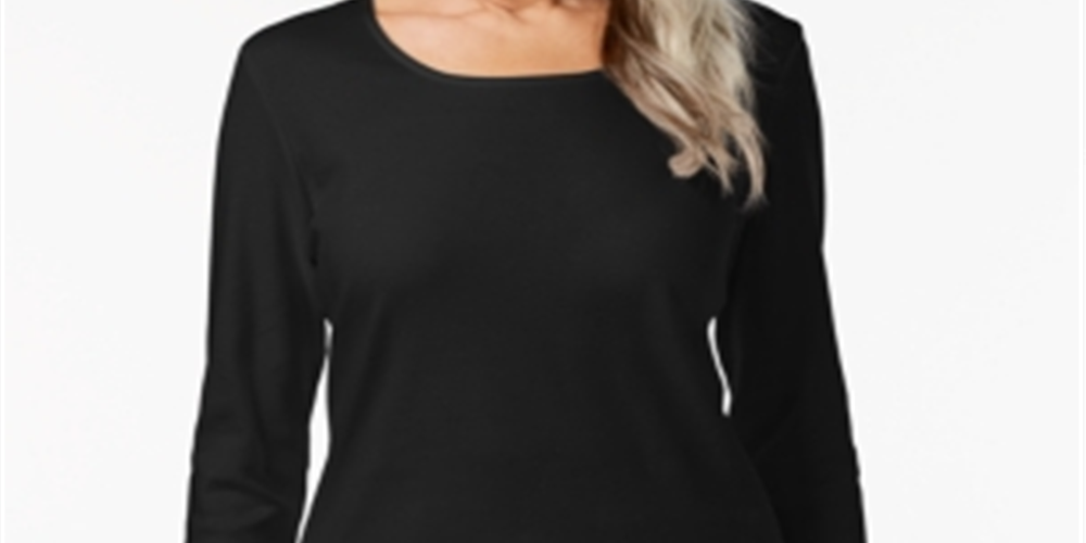 Karen Scott Women's Scoop Neck Top  Black Size S