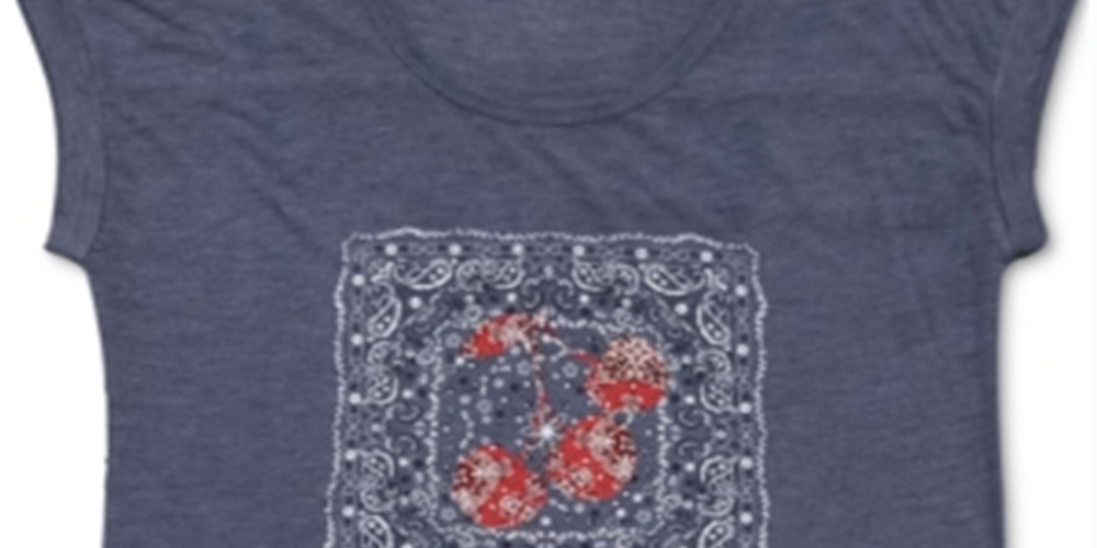 Style & Co Women's Graphic Print T-Shirt  Blue Size Small