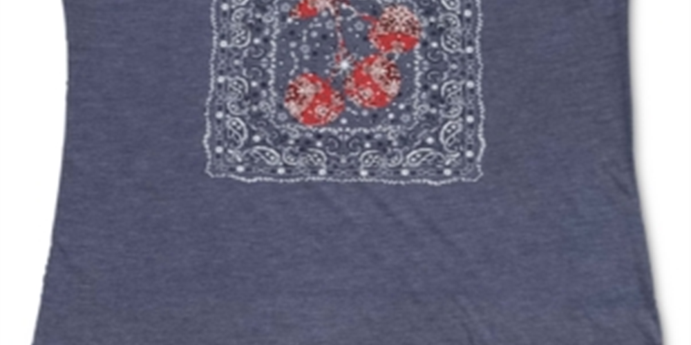 Style & Co Women's Graphic Print T-Shirt  Blue Size Small