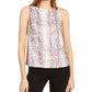 INC International Concepts Women's Snake Print Sequined Top Pink Size Petite X-Small