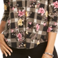 Charter Club Women's Mixed Print V Neck Top Black Size PP