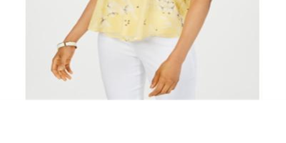 Charter Club Women's Floral Print Pintucked Top Yellow Size PP