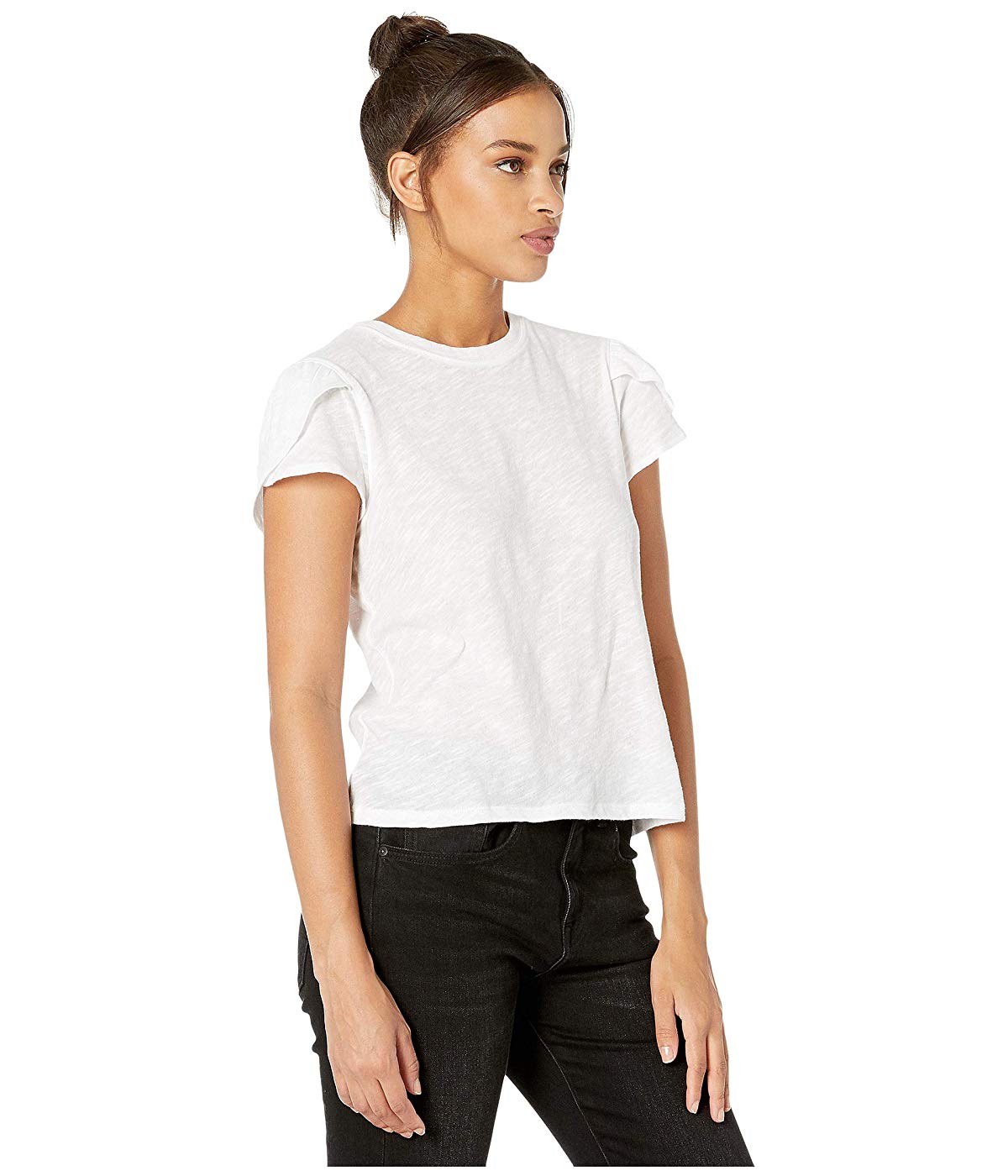 Free People Women's Short Sleeve Jewel Neck T-Shirt White Size Small