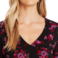CeCe Women's V Neck Floral Print Rich Blouse Black Size M