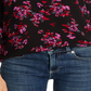 CeCe Women's V Neck Floral Print Rich Blouse Black Size M