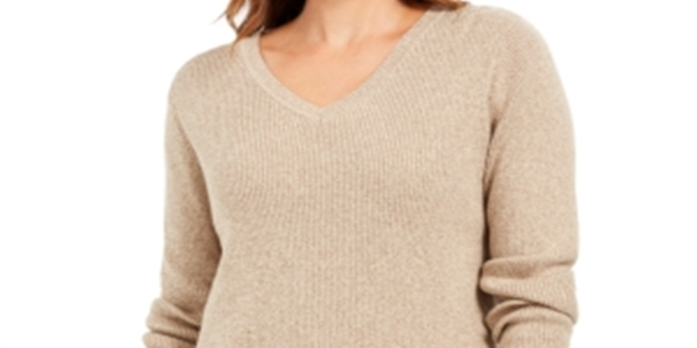 Karen Scott Women's Long Sleeve V Neck Sweater Brown Size Large