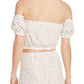 Aqua Women's Lace Overlay Off-the-Shoulder Crop Top Ivory Size M