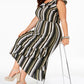 Monteau Women's Plus Striped Maxi Ruffled High Low Dress Green Size 2X