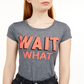 Love Tribe Junior's Wait What Micro Striped Graphic T-Shirt Gray Size M