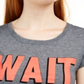 Love Tribe Junior's Wait What Micro Striped Graphic T-Shirt Gray Size M
