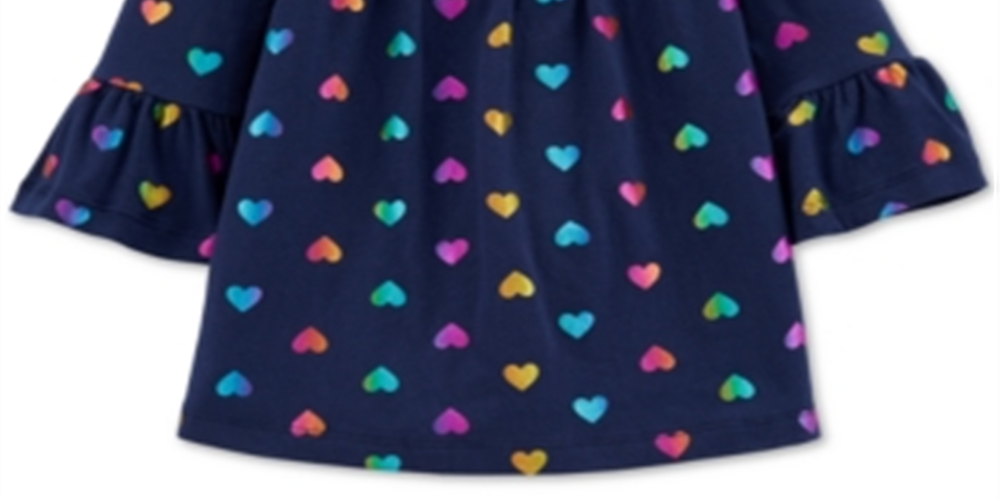 Carter's Toddler Girl's Cotton Bell Sleeve Heart Print Top Navy Size 4T