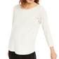 Eileen Fisher Women's Long Sleeve Scoop Neck Top White Size M