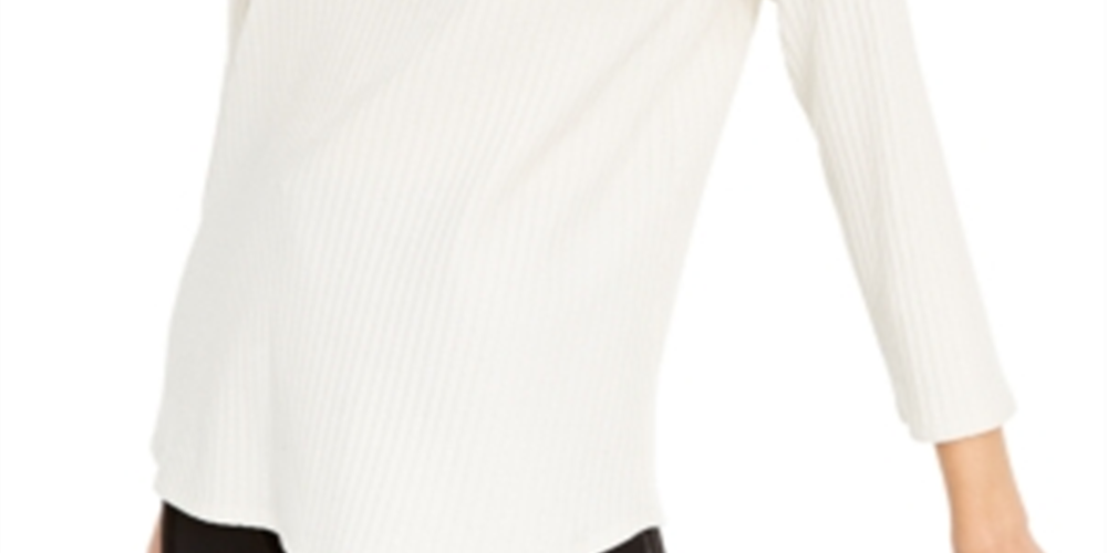 Eileen Fisher Women's Long Sleeve Scoop Neck Top White Size M