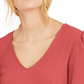 INC Women's  Long Sleeve V Neck Top Coral Size Medium