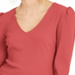 INC Women's  Long Sleeve V Neck Top Coral Size Medium