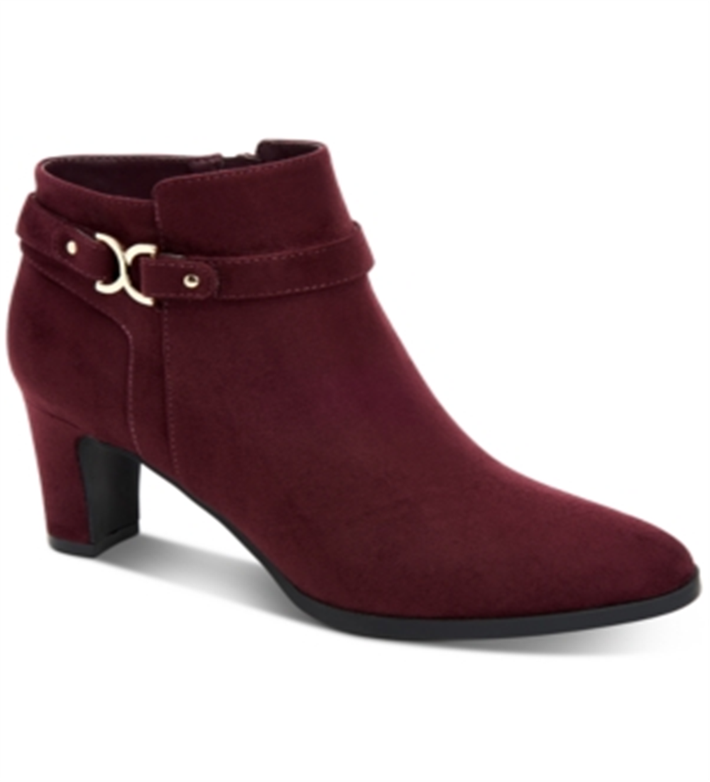 Charter Club Women's Pixxy Faux Suede Booties Dress Boots Wine Size 6M