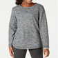 Karen Scott Women's Long Sleeve Spacedye Microfleece Top Pink Size L