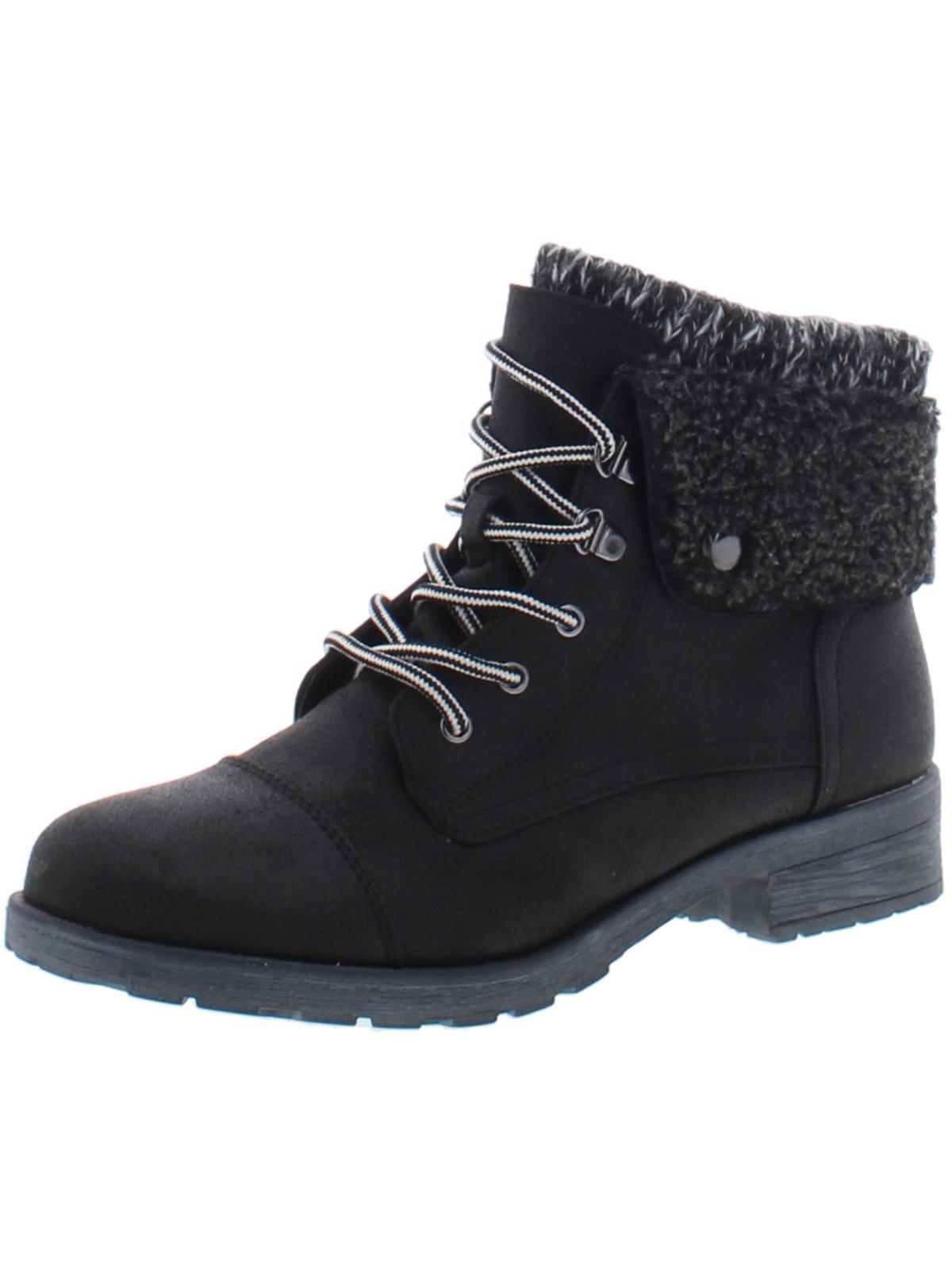 WHITE MOUNTAIN Womens Sandro Faux Leather Combat Boots Black 6 M