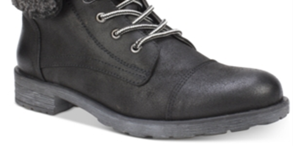 WHITE MOUNTAIN Womens Sandro Faux Leather Combat Boots Black 6 M