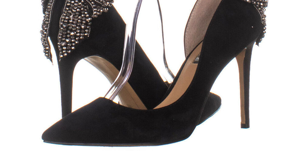 INC International Concepts Women's Kaison Leather Pointed Toe Ankle Strap Black Size 6 M