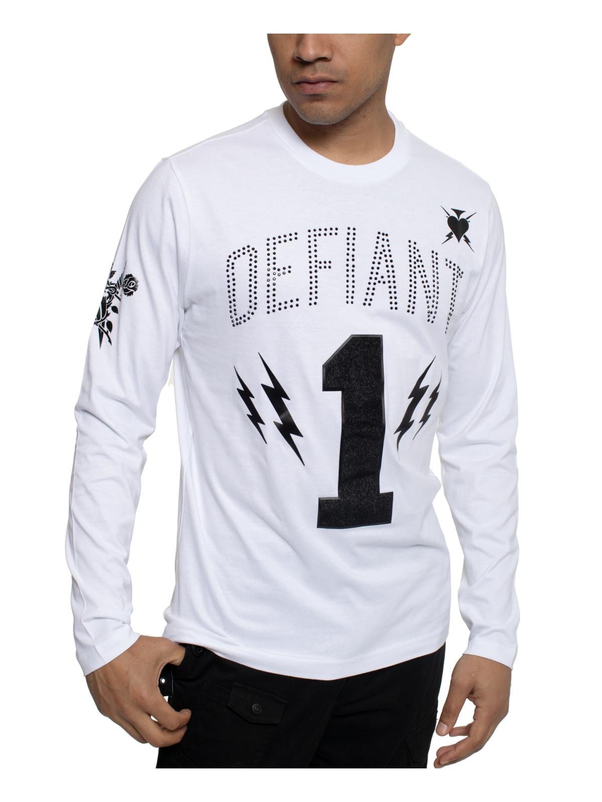 Sean John Men's Graphic Embellished T-Shirt White Size 4XL