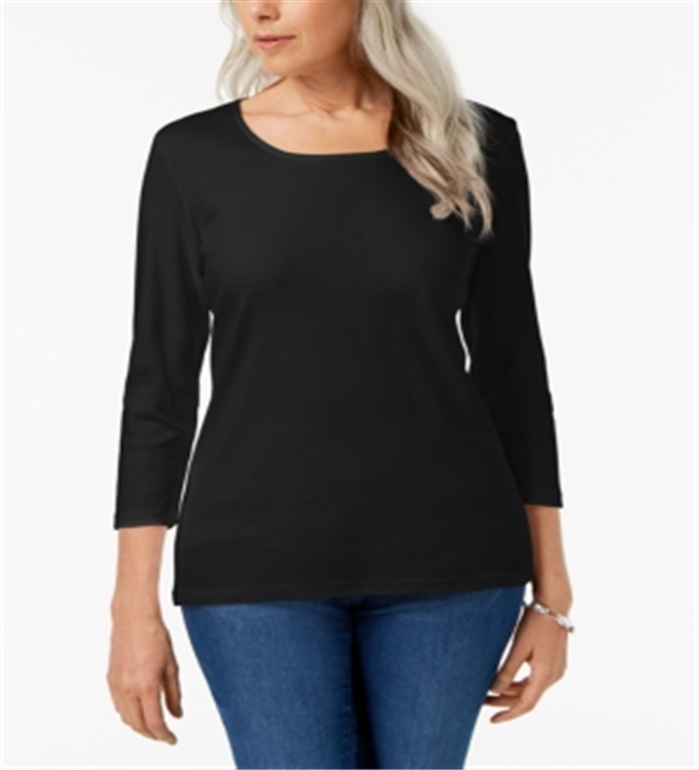 Karen Scott Women's Scoop Neck Top Black Size XX-Large