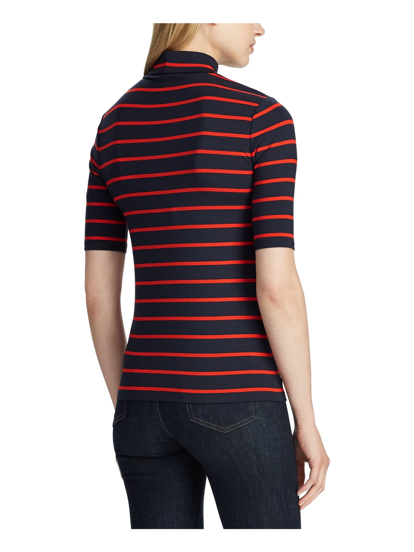 Ralph Lauren Women's Striped Short Sleeve T-Shirt Top Blue Size Petite Large