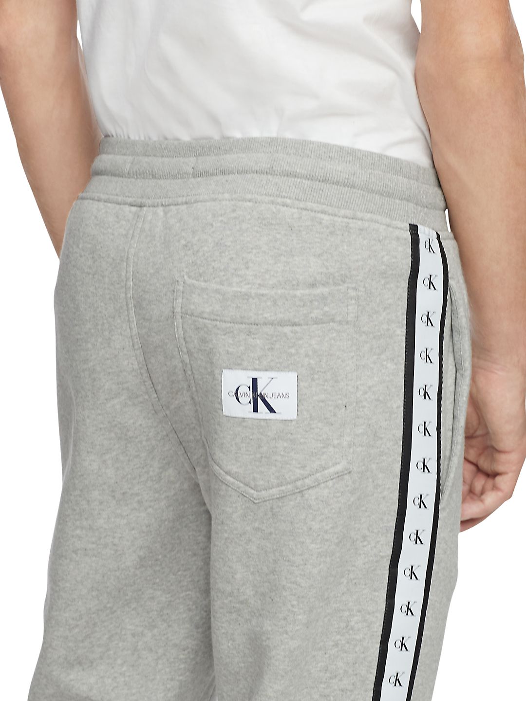 Calvin Klein Men's Logo Stripe Fleece Sweatpants Gray Size 24