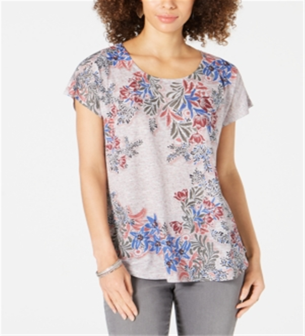 Style & Co Women's Printed Top Gray Size PP