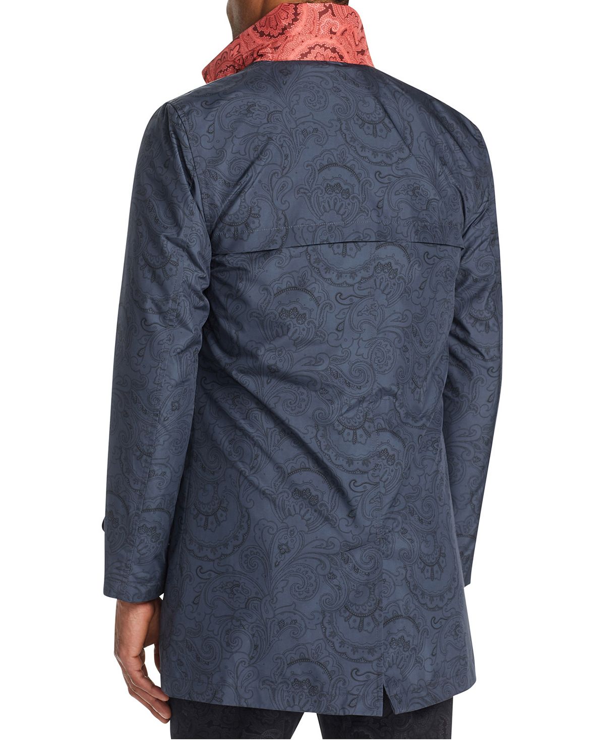 Tallia Men's Slim Fit Paisley Packable Trench Coat Black Size XX-Large