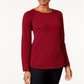 Karen Scott Women's Cotton Sweater Red Size Petite L