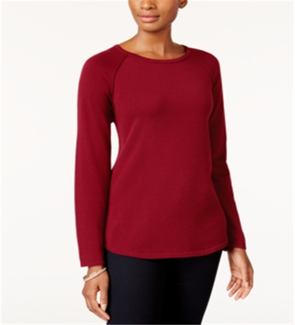 Karen Scott Women's Cotton Sweater Red Size Petite L